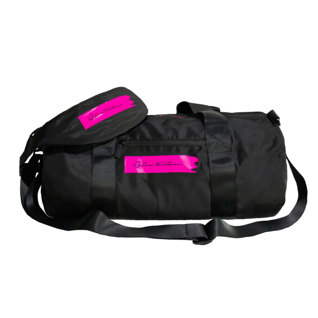 Alive thirteen Stripe Bag – Black Pink & Alive thirteen Stripe Waistpack – Black Pink Set 1