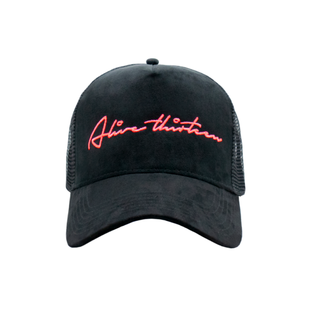 Alive-thirteen-Trucker-Cap-Black-Neon-Orange-1