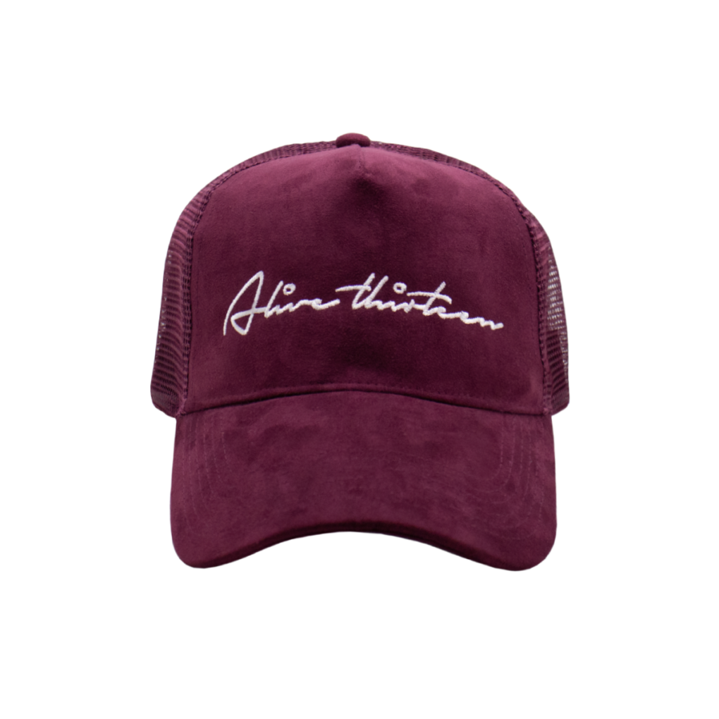 Alive-thirteen-Trucker-Cap-Wine-Red-White-1